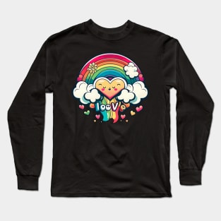 Loove Valentines Rainbow Heart lgbtq Long Sleeve T-Shirt